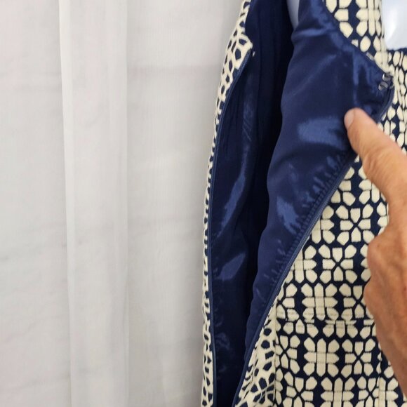 Banana Republic Navy Blue Bone Jacquard Sleeveless Sheath Dress Retro 6 - Picture 7 of 12